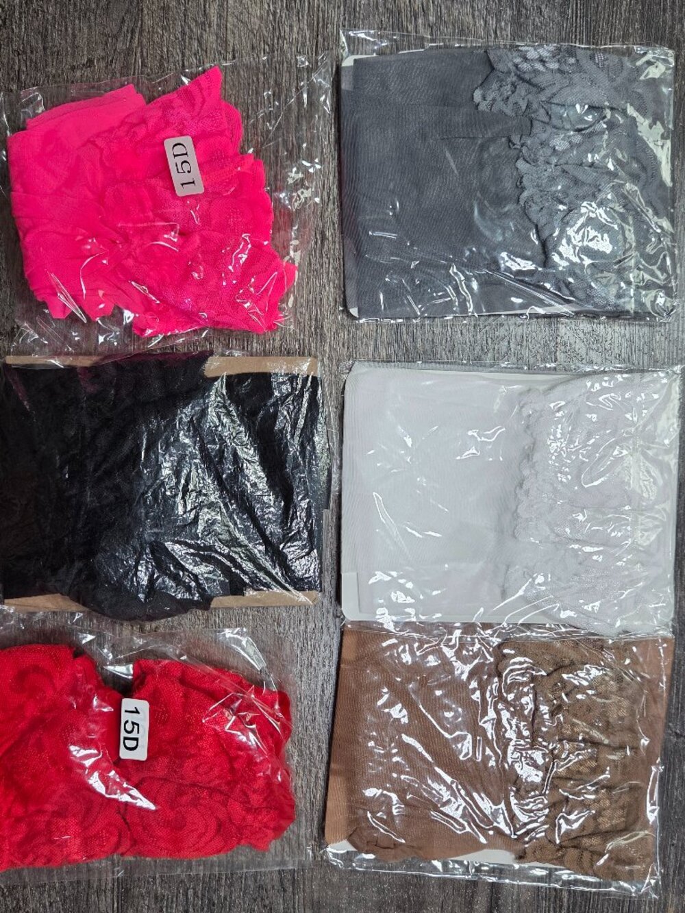 Six (6) Thigh Highs Pink/White/Black/Red/Gray/Nude Sz Lg - Picture 6 of 7